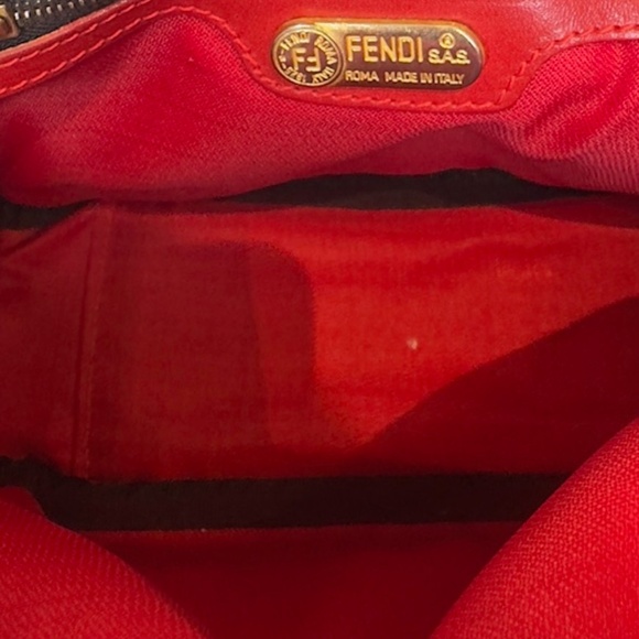 Fendi Leopard Print Canvas & Red Leather Satchel Crossbody Bag - Picture 8 of 9